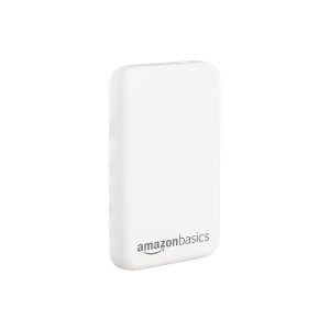Amazon Basics 5000mAh Li-Polymer Wireless Power Bank | Two-Way Fast Charging (White)