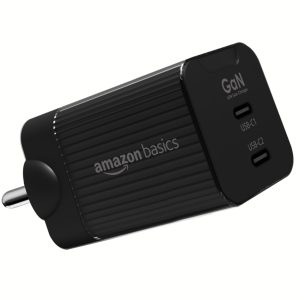 Amazon Basics USB C 65W Charger, 2 Port GaN PPS Wall Charger Super Fast Charging| Ultimate Power (Black)