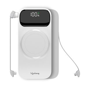 Lifelong ChargeMate 10000 mAh 22.5 W Wireless with MagSafe Slim Pocket Size Power Bank (White