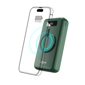 CALLMATE Wireless 20000 mAh Lithium Polymer Digital Display Power Bank with in-Built 4 in 1 Cable (Green)