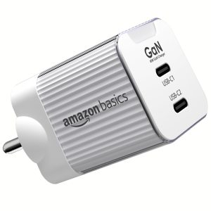 Amazon Basics USB C 45W Charger | Super-fast Charging | Dual Port 45W Charger | Universal Fast Charging