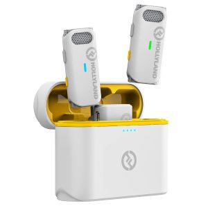 Hollyland Lark M1 Wireless Lavalier Microphone with Noise Cancellation, 656ft Transmission,8H Battery Life,Streaming-White