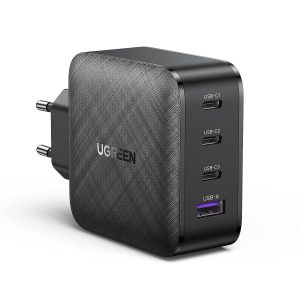 Ugreen 65 W Four Port Charger For Macbook Pro Air, Ipad, Iphone 12 Pro 11 Pro Max Xr Xs Se, Pc With Usb Type C Cable - Black