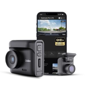 Qubo Car Dashcam Pro 2.7K by Hero Group | NightPulse Vision | Dual Channel: 5MP QHD+ Front (140°) | G-Sensor