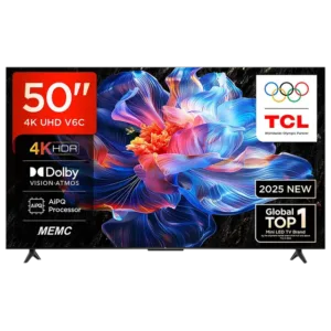 TCL 126 cm (50 inches) Metallic Bezel Less Series 4K Ultra HD Smart LED Google TV 50V6C (Black)
