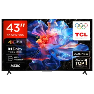 TCL 108 cm (43 inches) 4K Ultra HD Smart QLED Google TV 43C61B (Black)