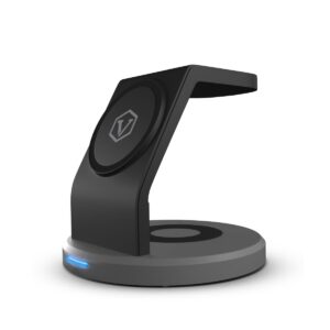 Virtutron 23 W Wireless Charger 3 in 1 Charging station, Magnetic magSafe compatible for iPhone, Black & Grey
