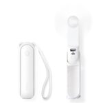 JISULIFE Handheld Mini Fan, 3 IN 1 Hand Fan, Portable USB Rechargeable Small Pocket Fan, White