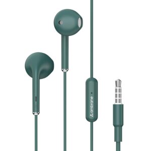 Ambrane Wired in Ear Earphones with in-line Mic for Clear Calling, Green)