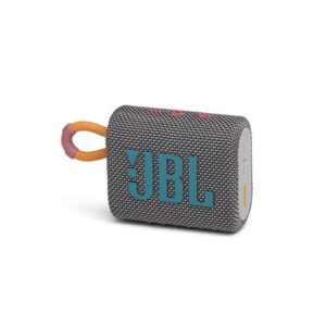 JBL Go 3, Wireless Ultra Portable Bluetooth Speaker, Pro Sound, Vibrant Colors with Rugged Fabric Design, Waterproof, Type C, Gray)