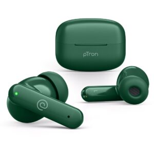 pTron Zenbuds X1 Quad Mic TWS Earbuds, 40hrs Playtime, in-Ear Sensor, (Forest Green)