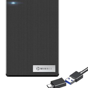 MINNIX 1TB Portable External Hard Disk - 2 in 1 Type C and USB 3.0-2 Year Warranty, External HDD - Black