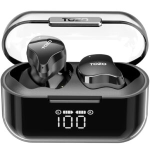 TOZO Crystal Buds Bluetooth 5.3 True Wireless Stereo Earbuds IPX7 Waterproof, Black