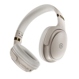 GM G+ Headphones, Over The Ear Headphones with Mic,(FM, Radio, SD Aux) 55H Playtime - White