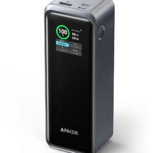 Anker Prime Power Bank, 27,650mAh 3-Port 250W Portable Charger (99.54Wh) Smart App, Compatible, Black