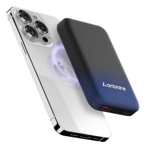 Ambrane MagSafe Wireless 10000mAh Fast Charging Power Bank, Strong Magnet, (Aerosync Snap, Blue)