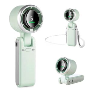 MERTTURM® Handheld Portable Fan, Mini Personal Hand Fan with LED Display, Green