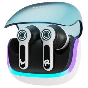 Boult Audio Z40 Gaming in Ear Earbuds with 60H Playtime, Dual Device Pairing, RGB LEDs, Bluetooth 5.4, IPX5 Ear buds TWS (Electric White)