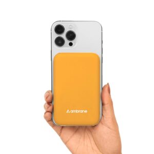 Ambrane MagSafe Wireless 10000mAh Fast Charging Power Bank (Aerosync Snap, Yellow)