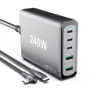 240W USB C Charger Station WOTOBEUS 5-Ports (PD 100W PPS45W+30W QC3.0) Type C Super Fast Charging