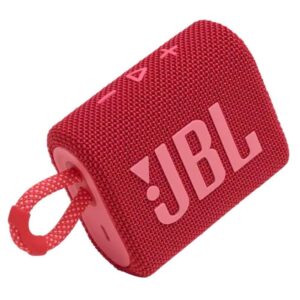 JBL Go 3, Wireless Ultra Portable Bluetooth Speaker, Pro Sound, Vibrant Colors with Rugged Fabric Design, Waterproof, Type C (Without Mic, Red)