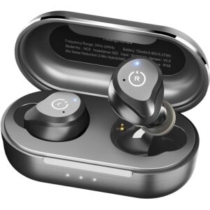 TOZO NC9 Hybrid Active Noise Cancelling Wireless Earbuds,in Ear Headphones IPX6 Waterproof, Matte Black