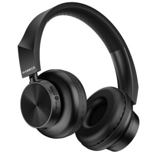 HAMMER New Launch Bash Lite Bluetooth Over The Ear Headphones with Wireless and Wired Mode, Black