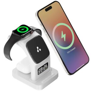 Ambrane 22.5W Magnetic MagSafe 3in1 Wireless Charger for iPhone (Aerosync Trio, White)