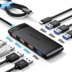 Lemorele USB C Hub for Laptop with 3*USB 3.2 Gen 2(10Gbps) Port and 4*USB 3.0 Port