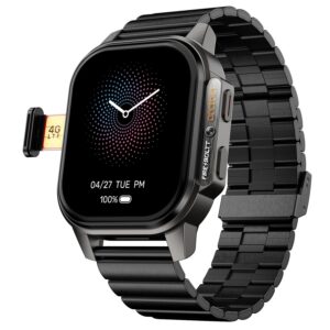 Fire-Boltt Snapp Smart Watch, Selfie Camera, 4G Nano-SIM Slot, 54.1mm AMOLED Display, 2GB/4GB RAM + 16GB/64GB ROM (Jet Black Luxe)