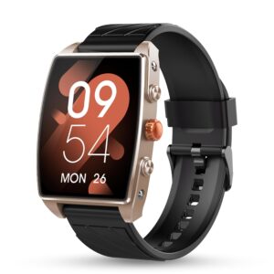 Pebble Mega 2.06" Amoled Display | Bluetooth Calling Smart Watch for Men | Premium Metal Build, Midnight Gold