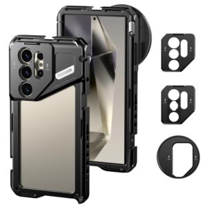 NEEWER S24 Ultra Phone Cage with 67mm Filter Adapter, 17mm Lens Backplate, T Mount Lens Adapter, Smartphone Video Rig Stabilizer