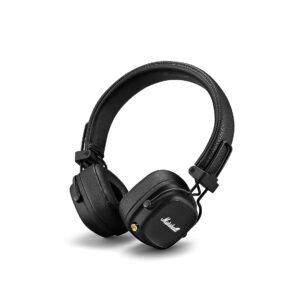 Marshall Major IV Wireless On-Ear Headphones with 80+ hours of Playtime,Wireless Charging- Black