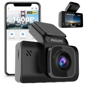 Philips GoSure 5101 Dash Cam for Car | 2K QHD 1600p Sony STARVIS IMX335, G-Sensor