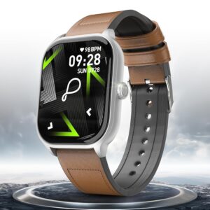 Pebble Edge 2.01" True HD Display, BT Calling, Heart Rate Monitoring, Rotating Crown, Smart Watch (Whiskey Brown)