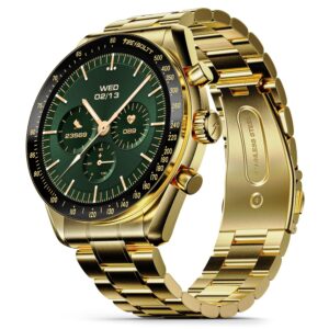 Fire-Boltt Moonwatch 36.3mm (1.43 inch) AMOLED Display, Wireless Charging, Metallic Frame, Stainless Steel Luxury Straps(Gold)