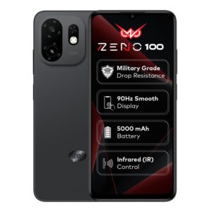 Zeno 100 (3+5GB RAM, 64GB ROM) | 5000mAh Battery | Pure Black