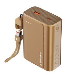Ambrane 20000mAh 35W Fast Charging Small Pocket Size Powerbank, Golden)